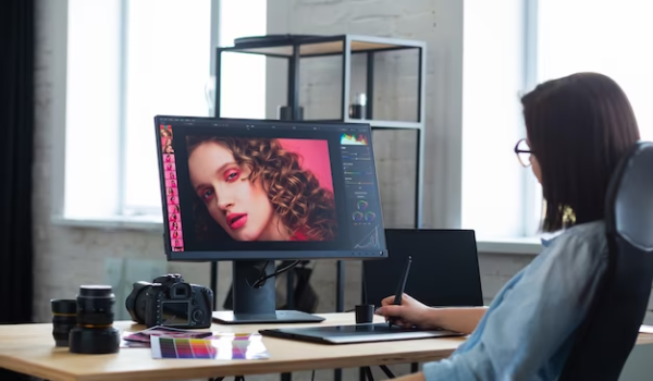 Girl editing a photo on a computer